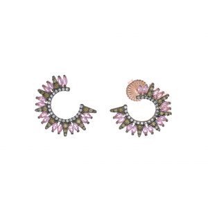Pendientes semicírculo con piedras naturales