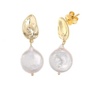 Pendientes plata chapada perla barroca