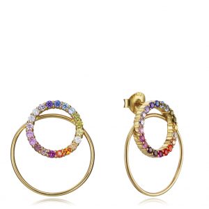Pendientes plata dorada con circonitas