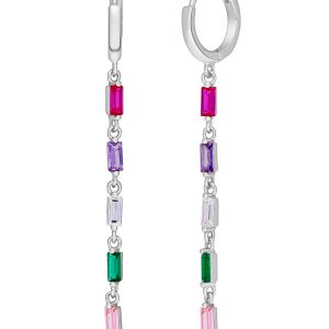 Pendiente plata largo multicolor
