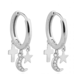 Pendientes mini estrella-luna-cruz